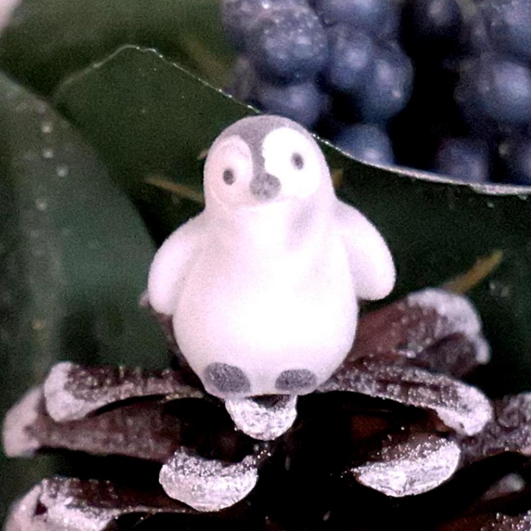 Miniature Flocked Penguin Figure - Small Winter Figurines - Christmas Crafts