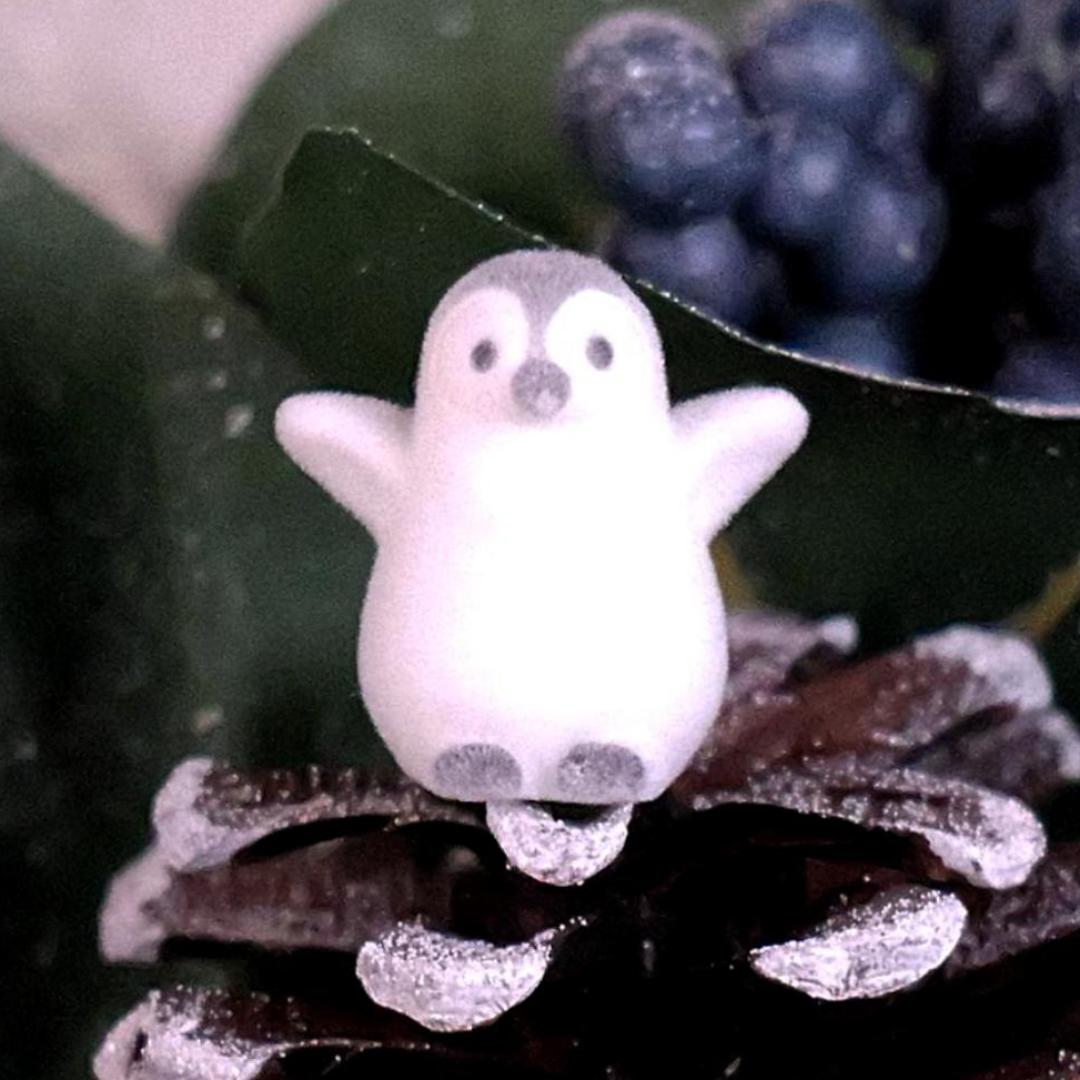 Miniature Flocked Penguin Figure - Small Winter Figurines - Christmas Crafts