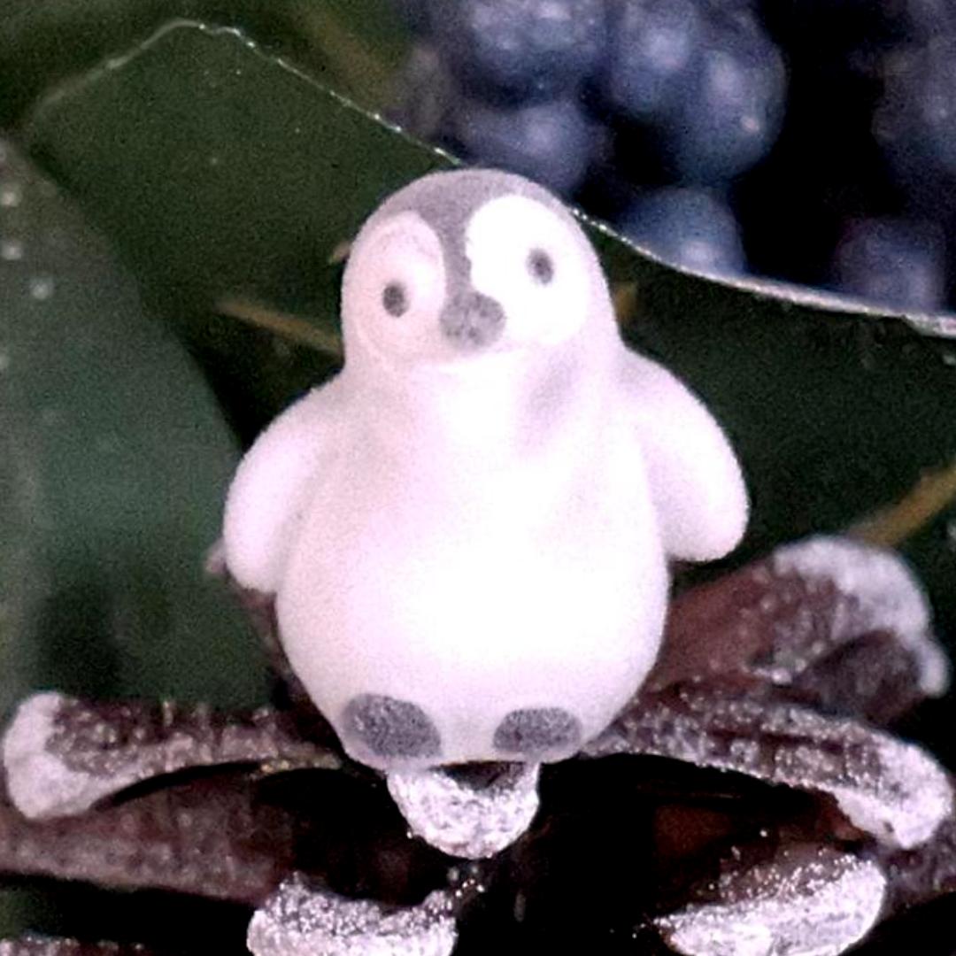 Miniature Flocked Penguin Figure - Small Winter Figurines - Christmas Crafts