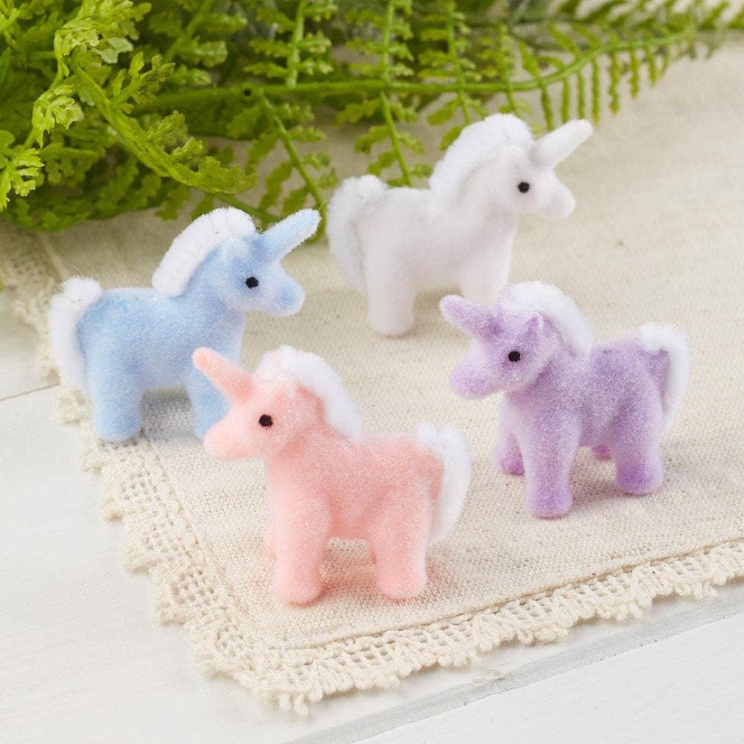 Miniature Flocked Unicorn Figurine - Mini Unicorn Figurines - Crafts, Dioramas, & Displays