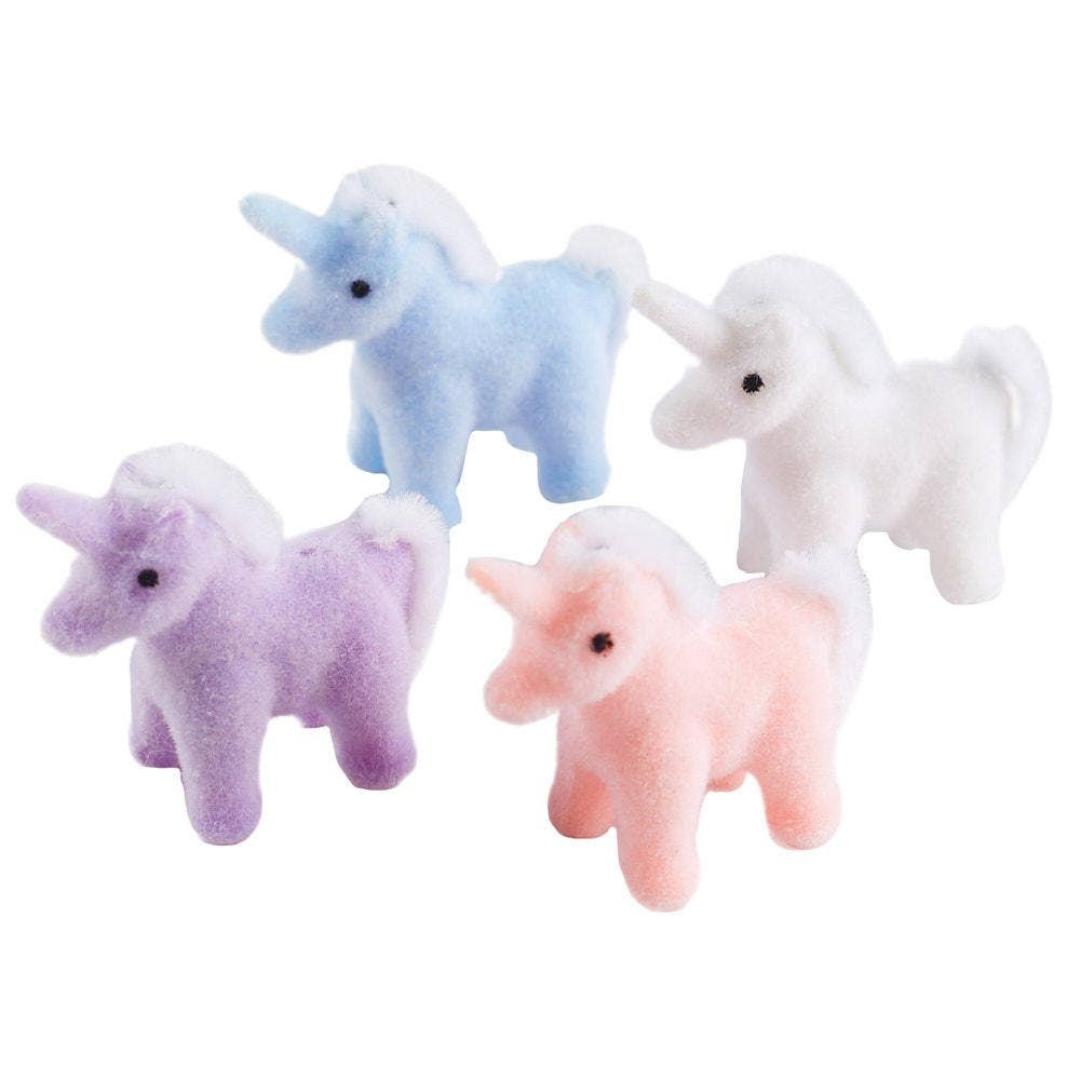 Miniature Flocked Unicorn Figurine - Mini Unicorn Figurines - Crafts, Dioramas, & Displays