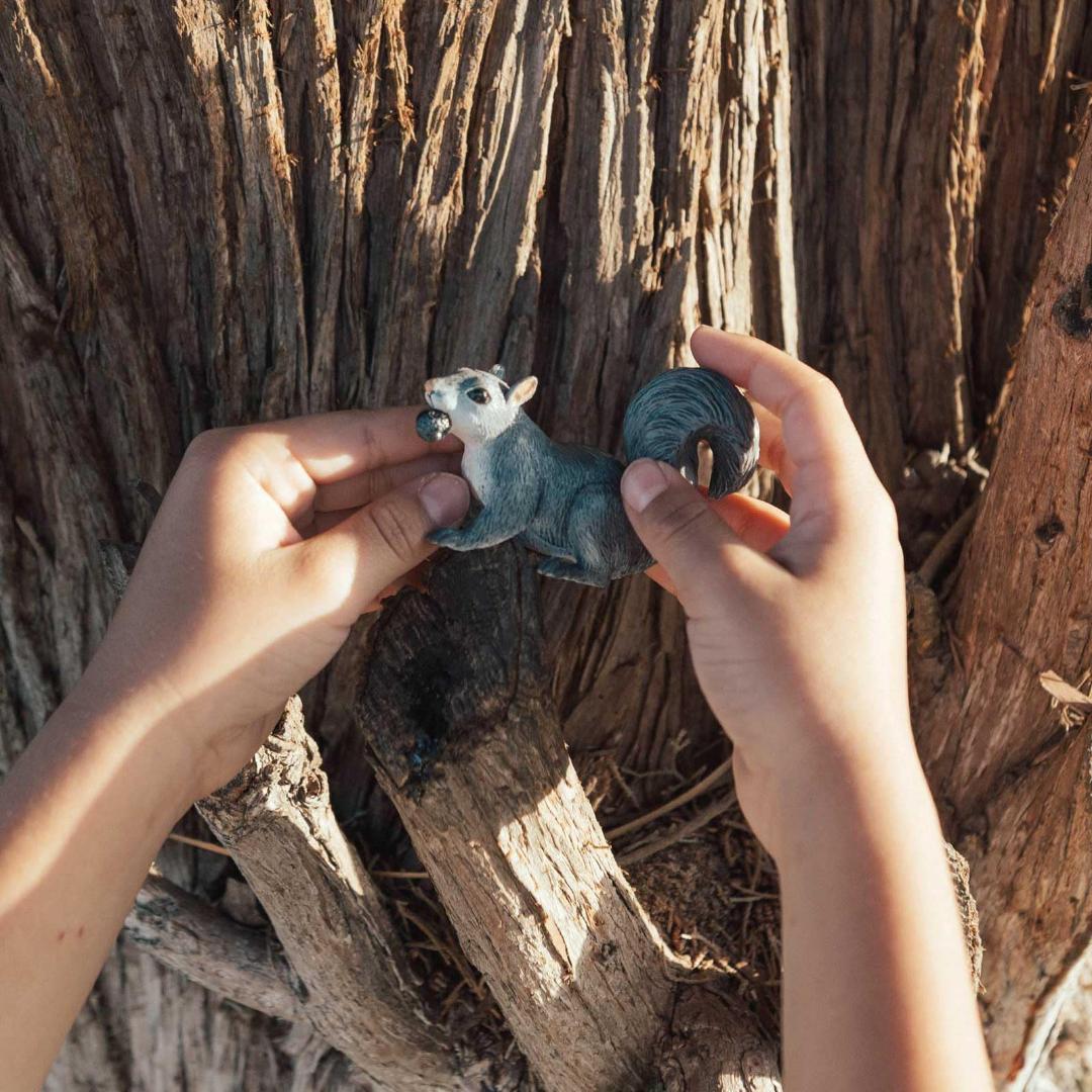 Gray Squirrel Figurine - Hand Painted Woodland Animal Toy Figure - Safari Ltd