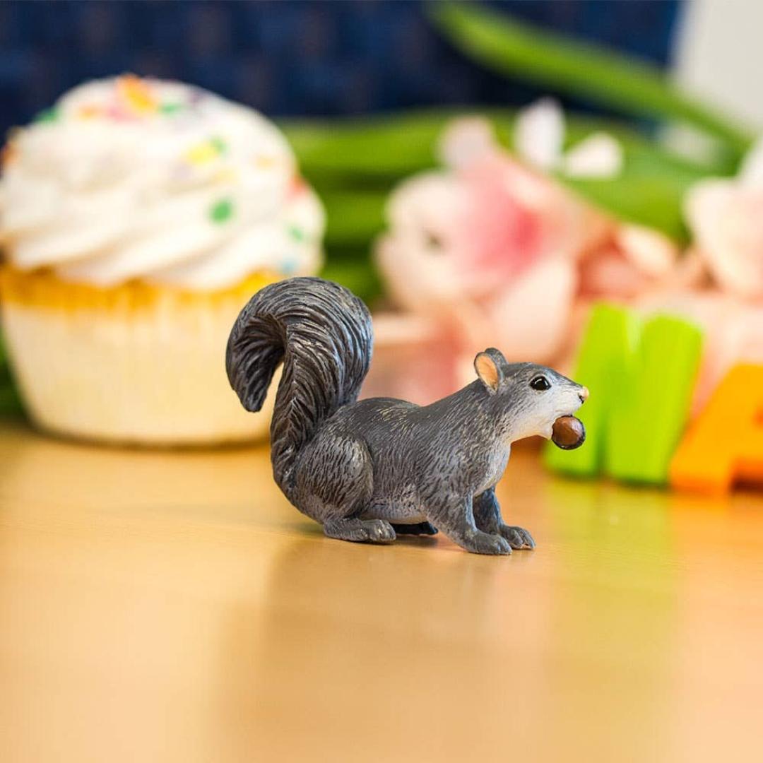 Gray Squirrel Figurine - Hand Painted Woodland Animal Toy Figure - Safari Ltd