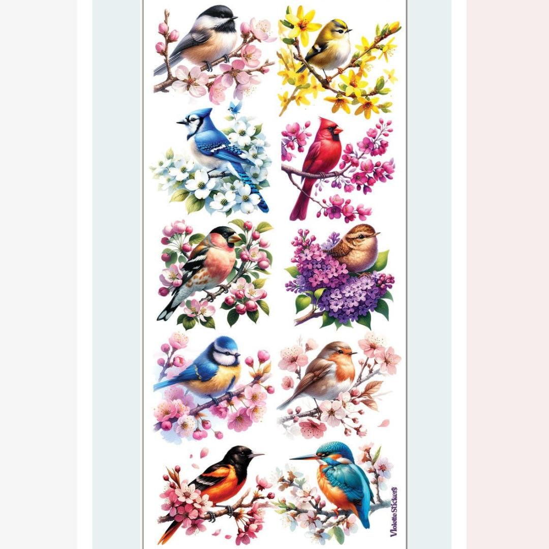 Bird Stickers - Colorful Bird's Life Sticker Sheet