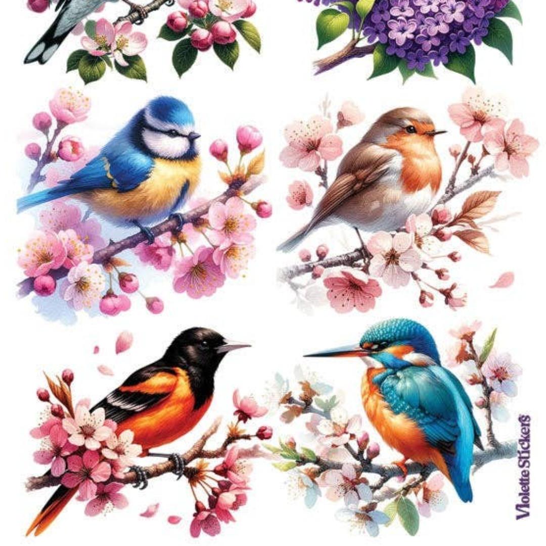 Bird Stickers - Colorful Bird's Life Sticker Sheet