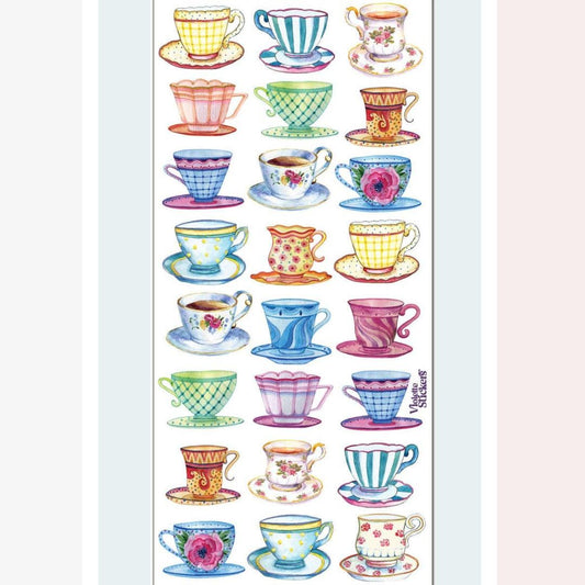Teacup Stickers - Modern Art Sticker Sheet