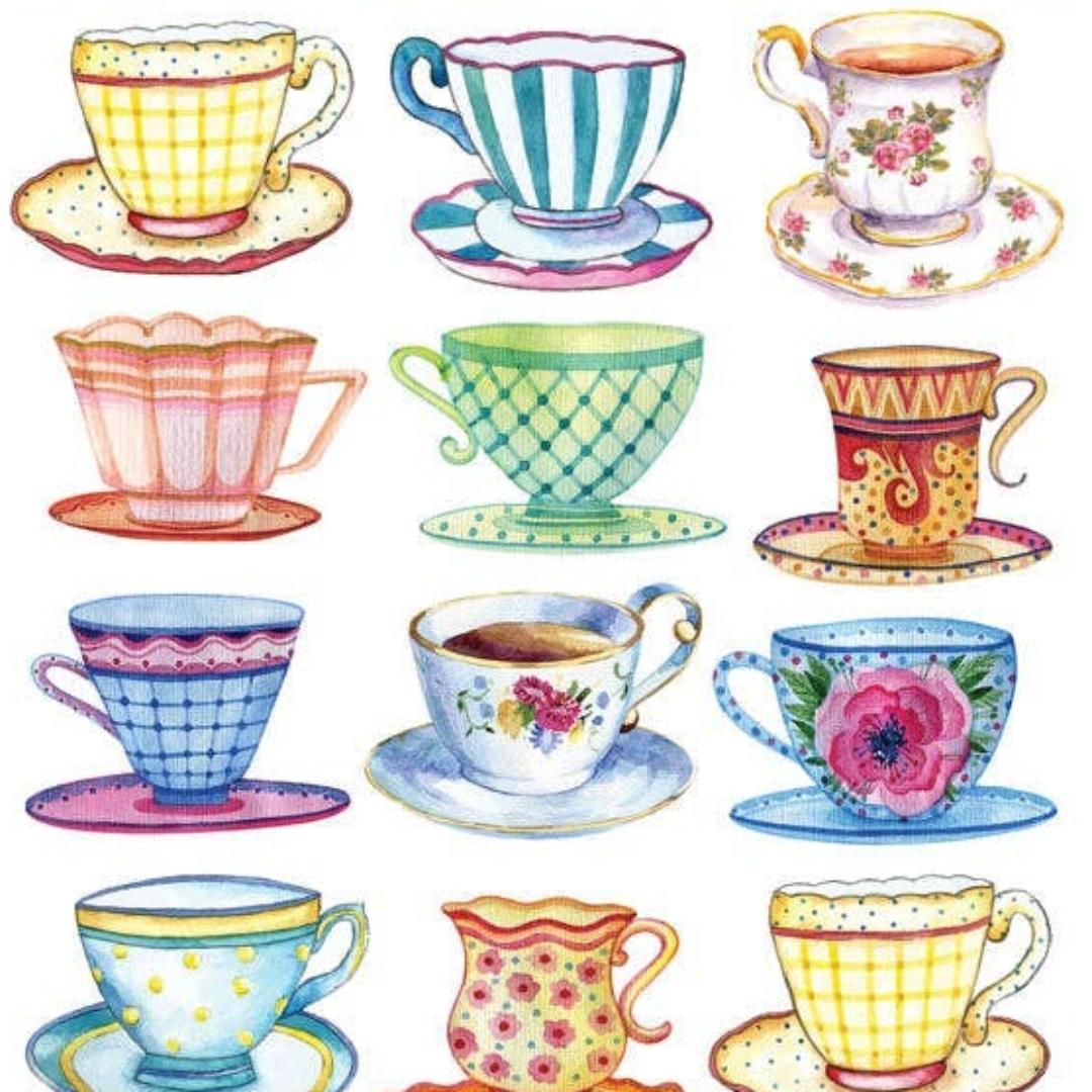 Teacup Stickers - Modern Art Sticker Sheet