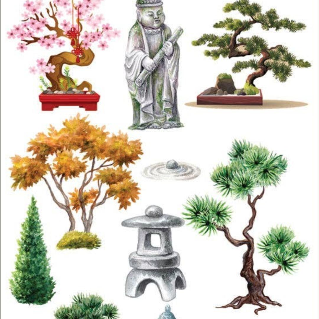Bonsai Plant Stickers - Asian Garden Sticker Sheet