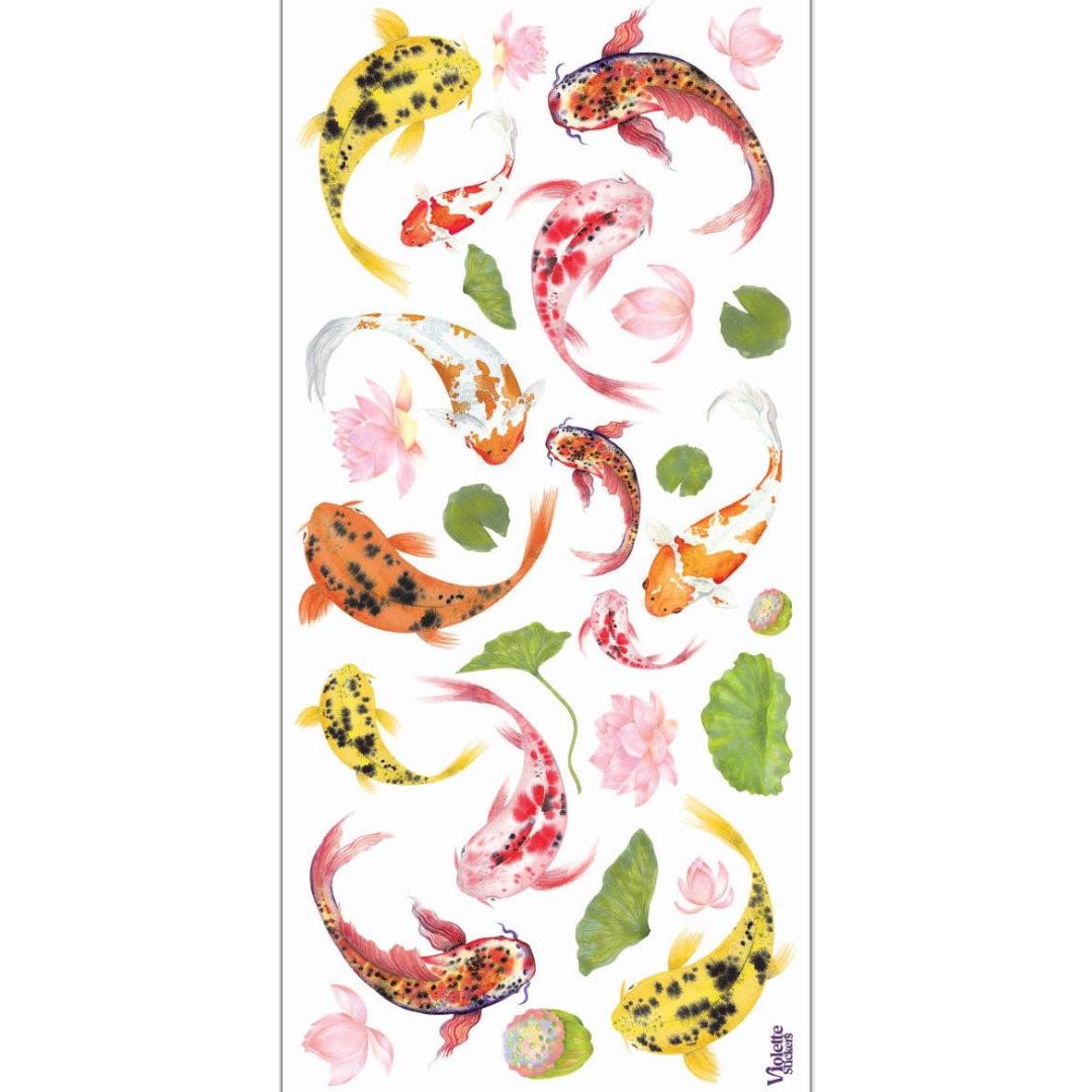 Jumbo Koi Fish Stickers - Colorful Nature & Pond Sticker Sheet