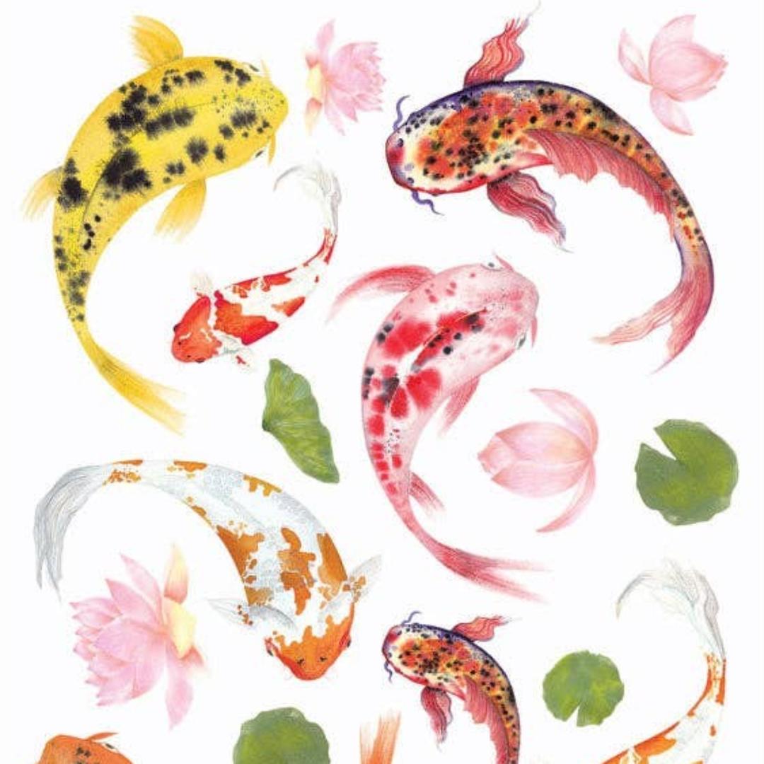 Jumbo Koi Fish Stickers - Colorful Nature & Pond Sticker Sheet