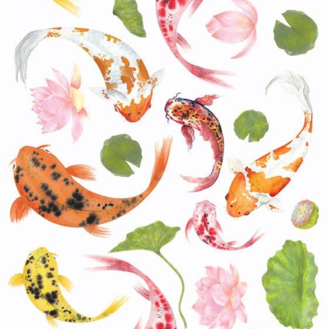 Jumbo Koi Fish Stickers - Colorful Nature & Pond Sticker Sheet