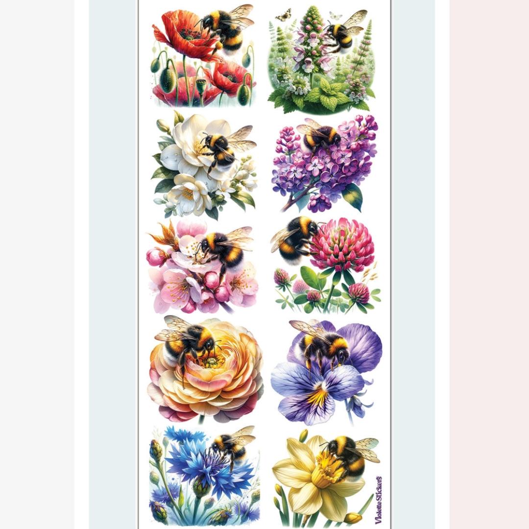 Bee Stickers - Bumblebee & Flower Paradise Sticker Sheet