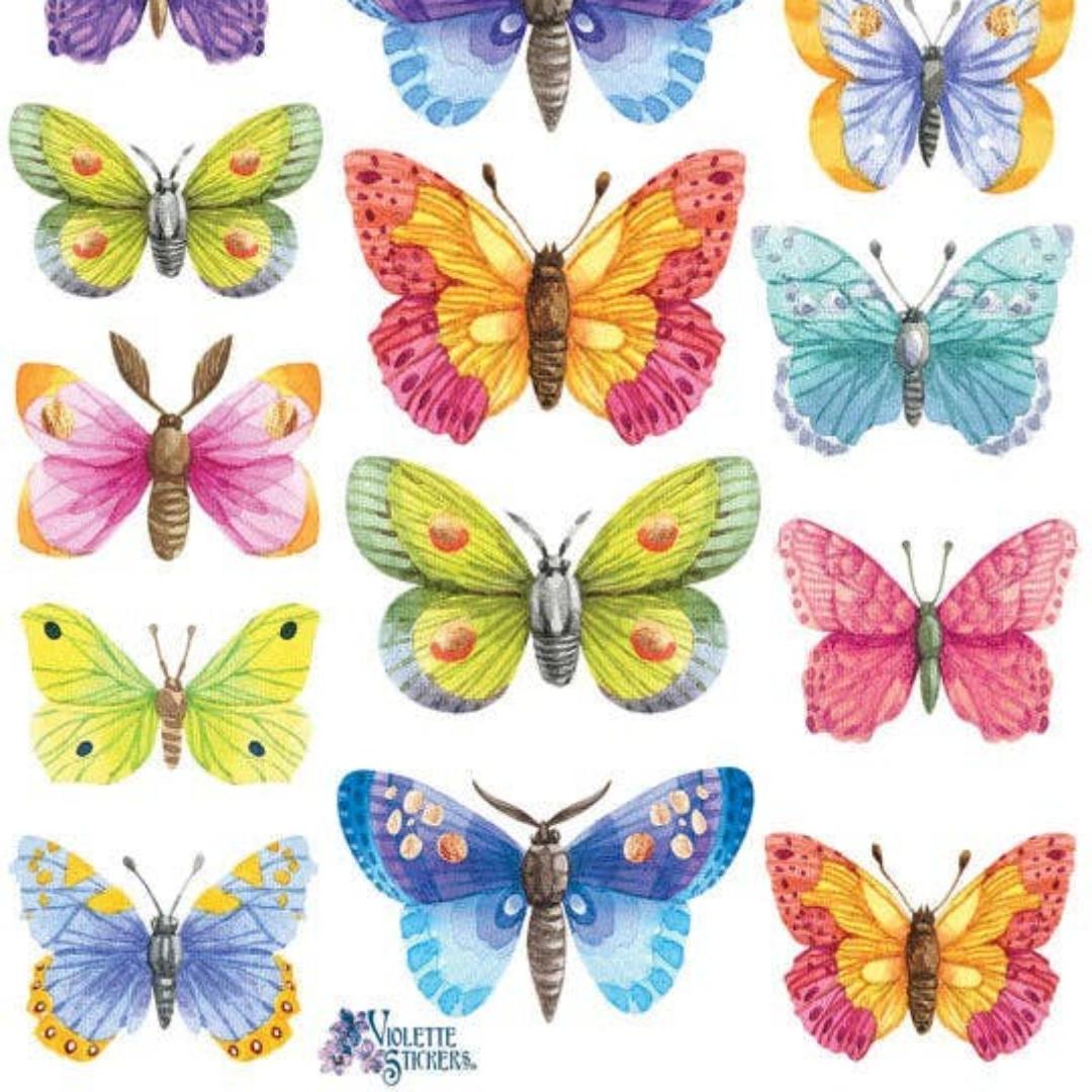 Butterfly Stickers - Colorful Foil Butterflies Sticker Sheet