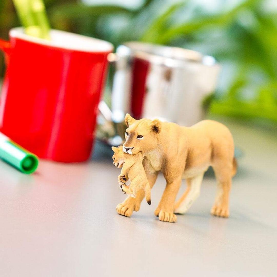 Lioness With Cub Figurine - Hand Painted Wild Animal Toy Figure - Safari Ltd