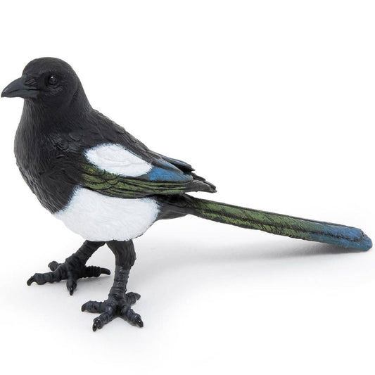 Magpie Figurine - Small Hand Painted Bird Toy Figure - Papo 50286