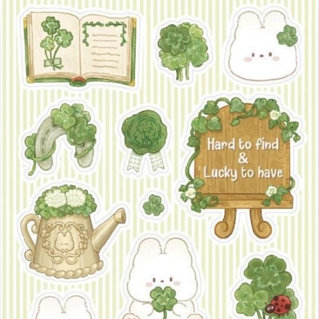 St. Patrick's Day Rabbit Stickers - Lucky Bunny Sticker Sheet