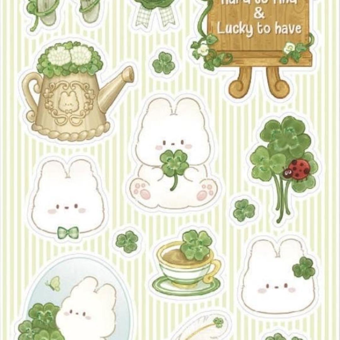 St. Patrick's Day Rabbit Stickers - Lucky Bunny Sticker Sheet