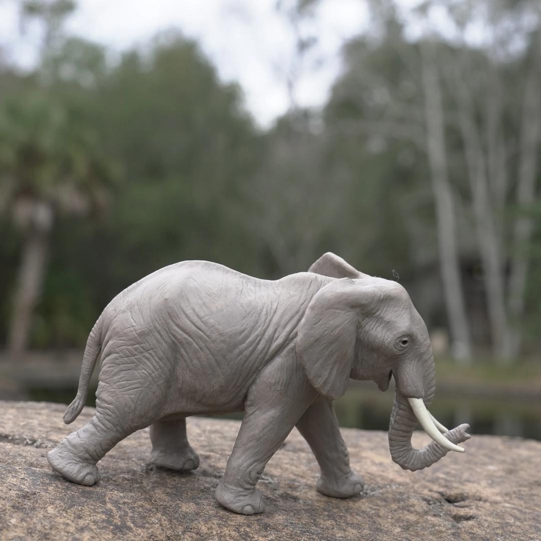African Elephant Figurine - Hand Painted Wild Animal Toy Figure - Safari Ltd 270029