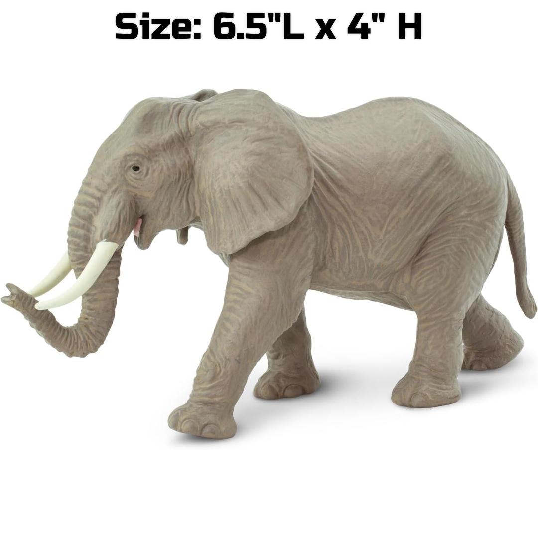 African Elephant Figurine - Hand Painted Wild Animal Toy Figure - Safari Ltd 270029