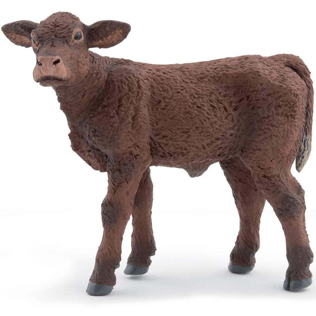 Salers Calf Figurine - Hand Painted Farm Animal Toy Cow Figure - Papo 51187