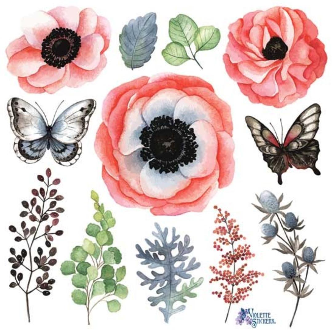 Blush Flower Stickers - Pastel Nature & Garden Sticker Sheets