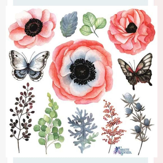 Blush Flower Stickers - Pastel Nature & Garden Sticker Sheet