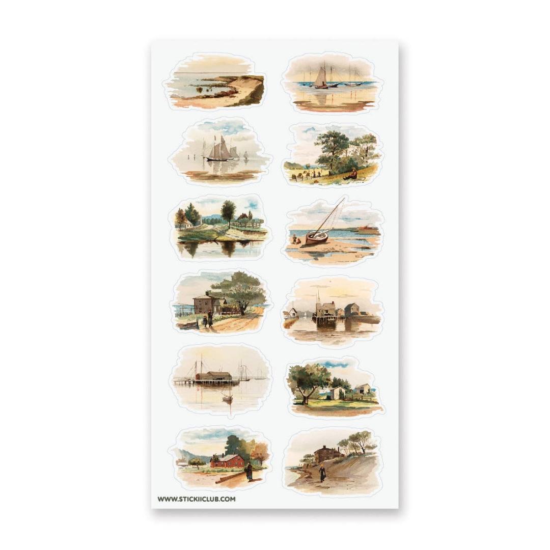 Beach Scene Stickers - Serene Seascapes Sticker Sheet