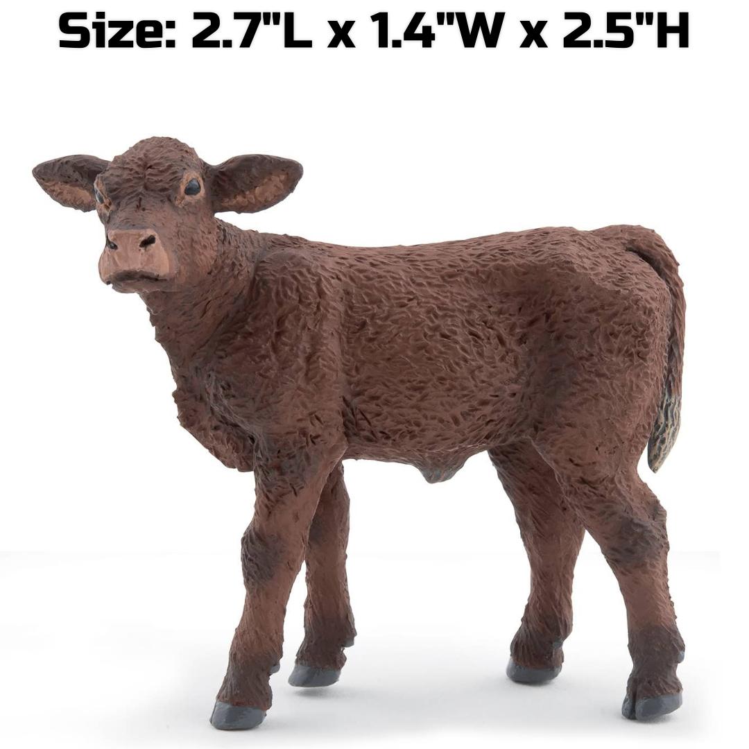 Salers Calf Figurine - Hand Painted Farm Animal Toy Cow Figure - Papo 51187