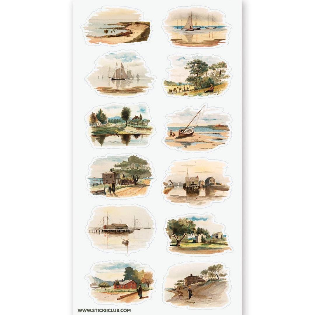 Beach Scene Stickers - Serene Seascapes Sticker Sheet