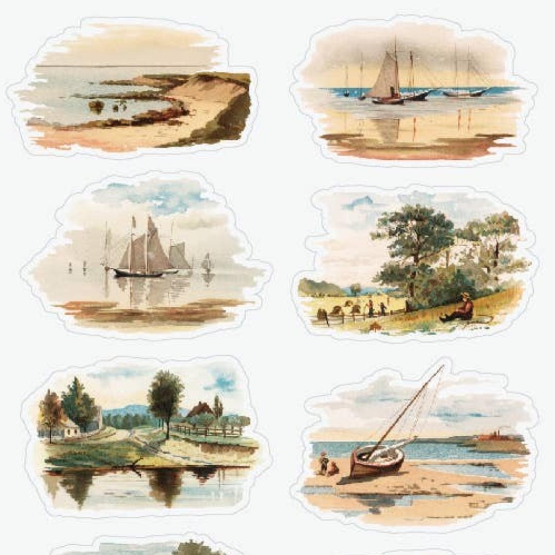 Beach Scene Stickers - Serene Seascapes Sticker Sheet