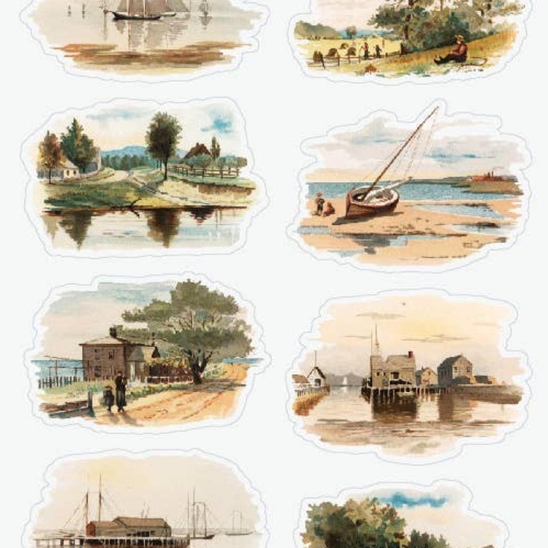 Beach Scene Stickers - Serene Seascapes Sticker Sheet
