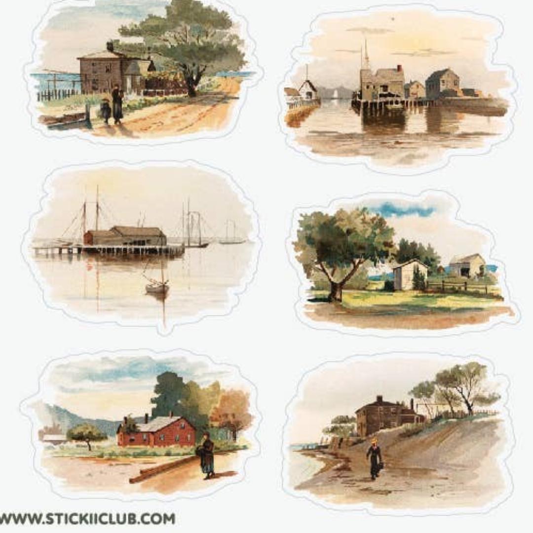 Beach Scene Stickers - Serene Seascapes Sticker Sheet