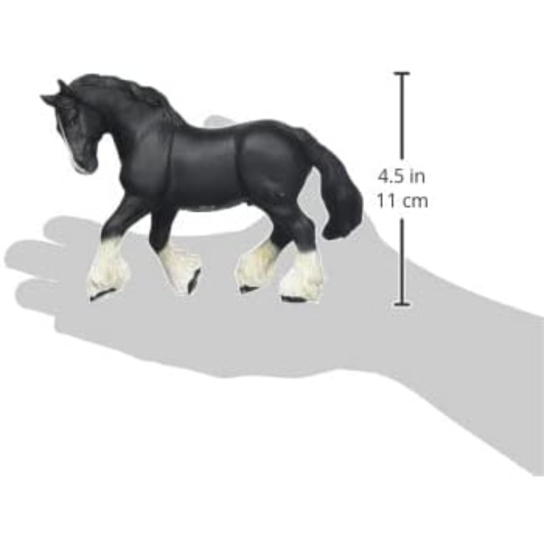 Black Shire Horse Figurine - Hand Painted Farm Animal Toy Figure - Papo 51517