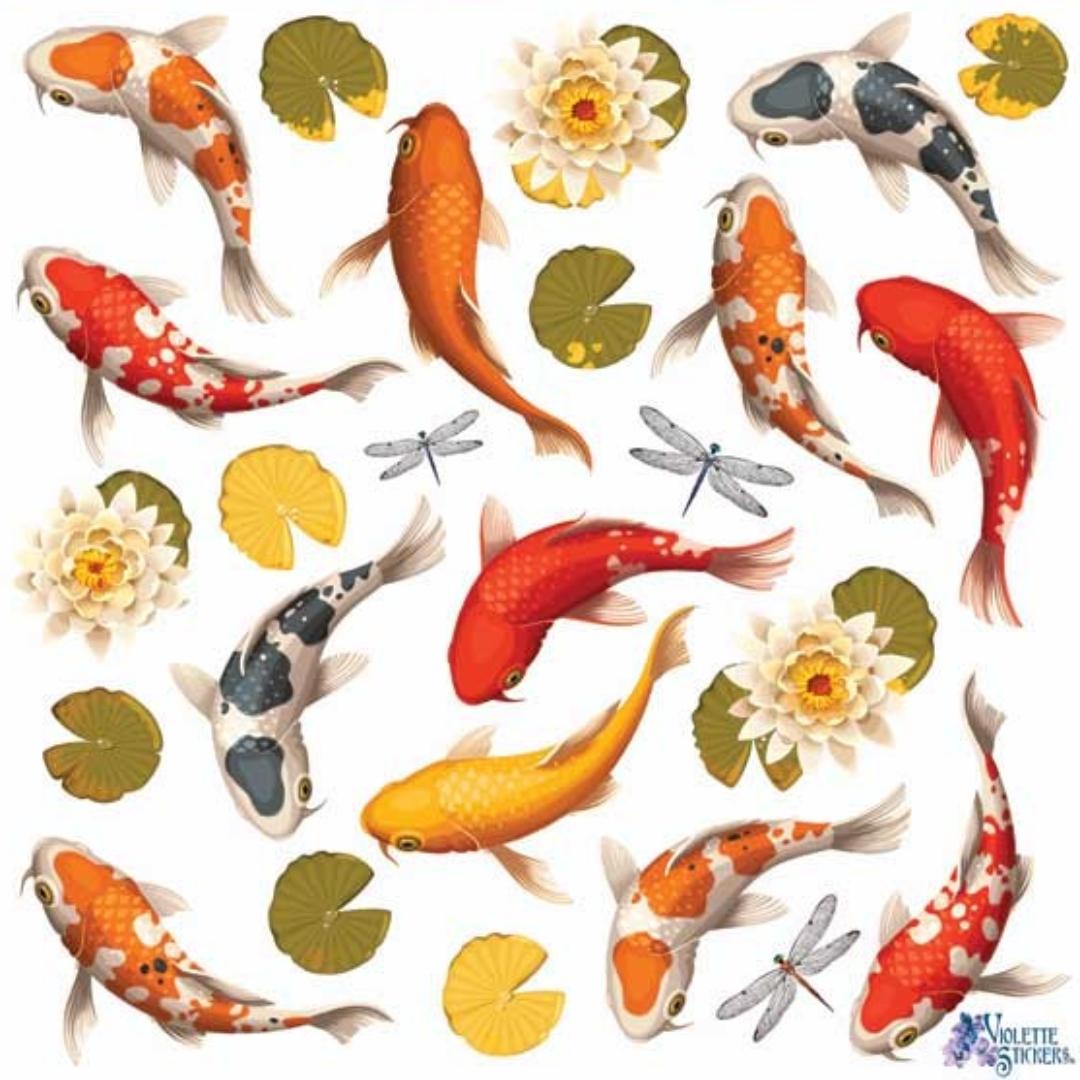 Koi Fish Stickers - Garden & Nature Pond Sticker Sheets
