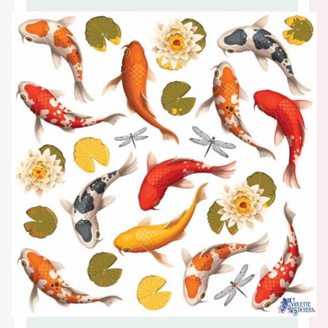 Koi Fish Stickers - Garden & Nature Pond Sticker Sheets