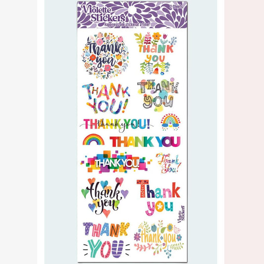 Thank You Stickers - Rainbow Colorful Sticker Sheets