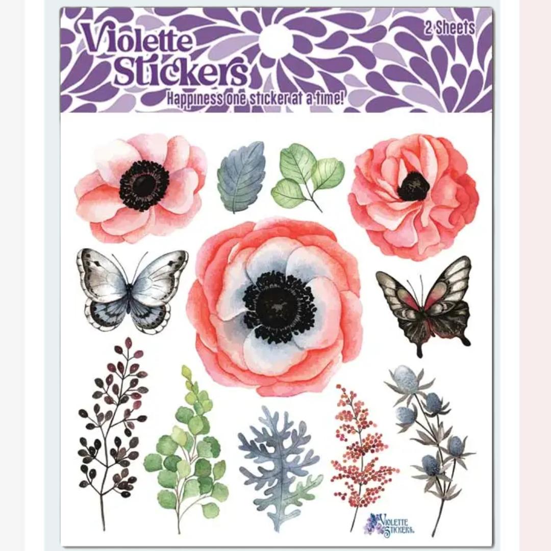 Blush Flower Stickers - Pastel Nature & Garden Sticker Sheets