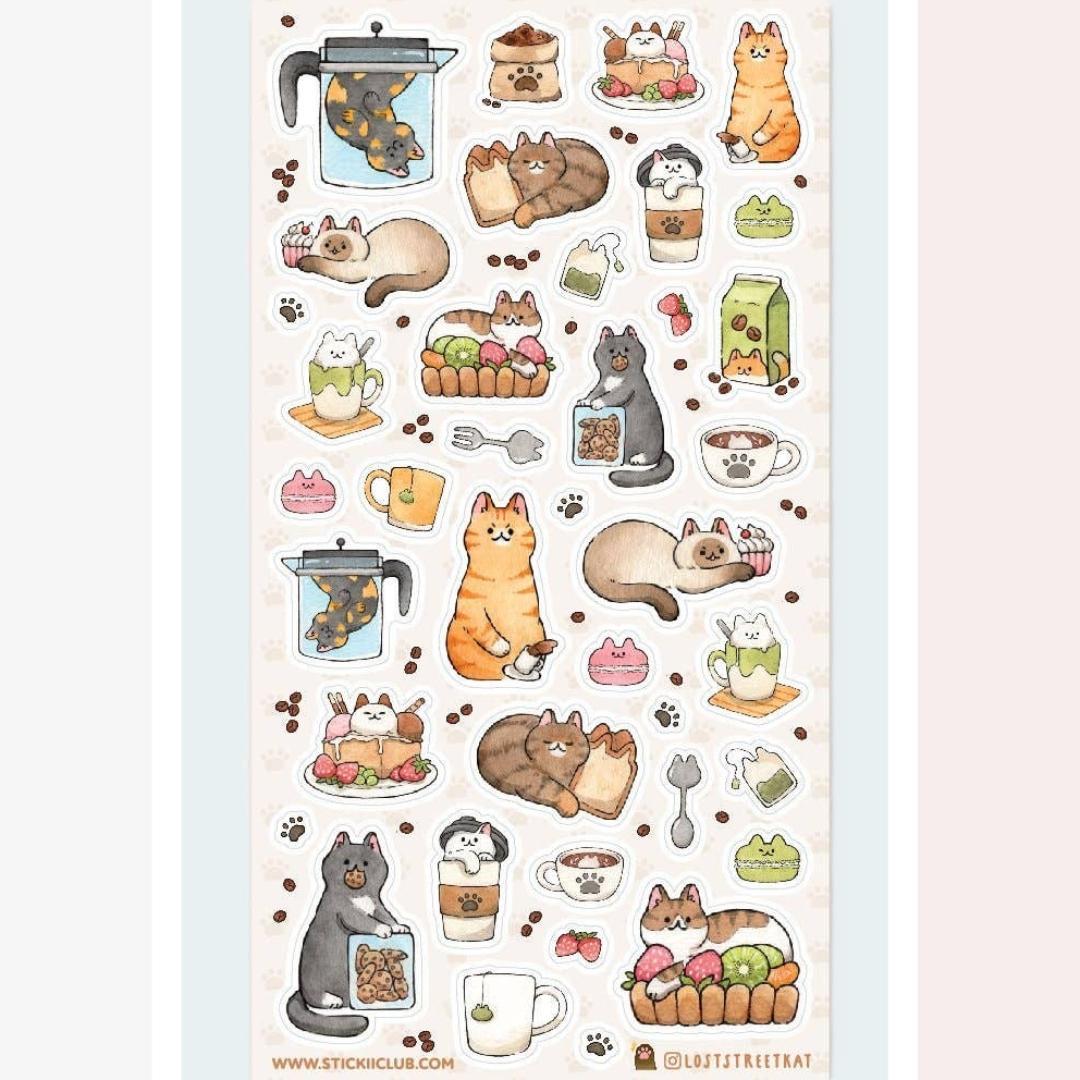 Cat Stickers - Kitten Cafe Treats Sticker Sheet