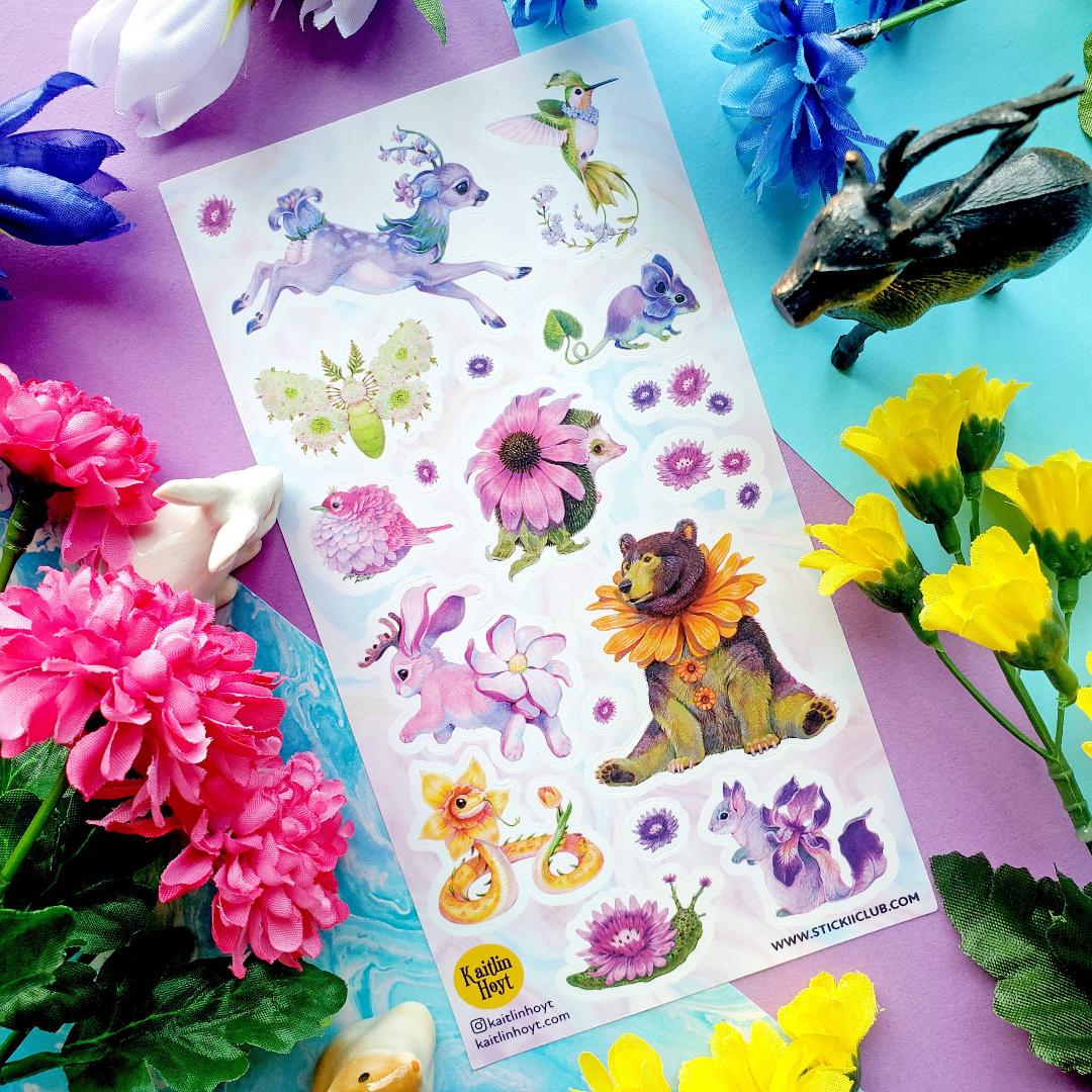 Flower Animal Stickers - Unique "Fleurlings" Sticker Sheet