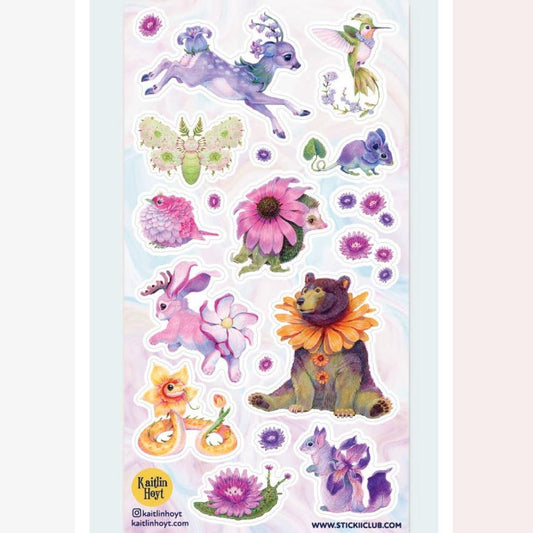 Flower Animal Stickers - Unique "Fleurlings" Sticker Sheet