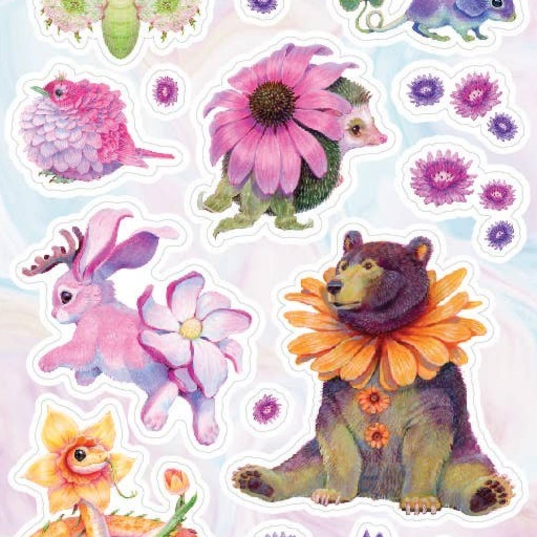 Flower Animal Stickers - Unique "Fleurlings" Sticker Sheet