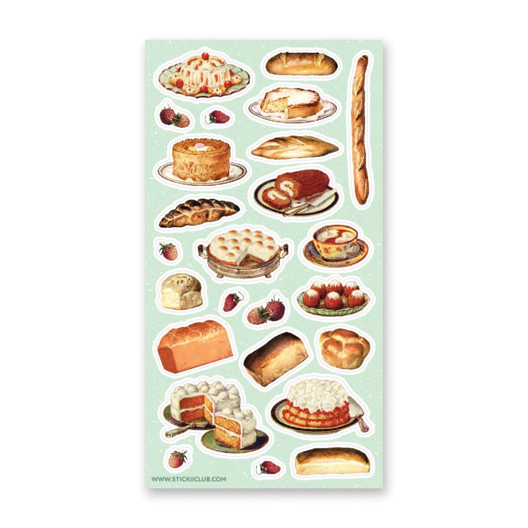 Food Stickers - Vintage Retro Bakery Delights Sticker Sheet