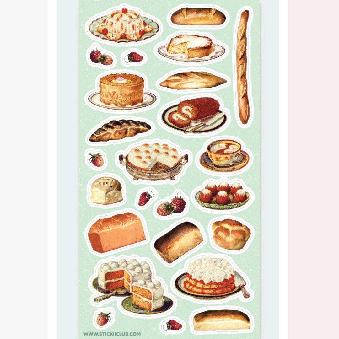Food Stickers - Vintage Retro Bakery Delights Sticker Sheet