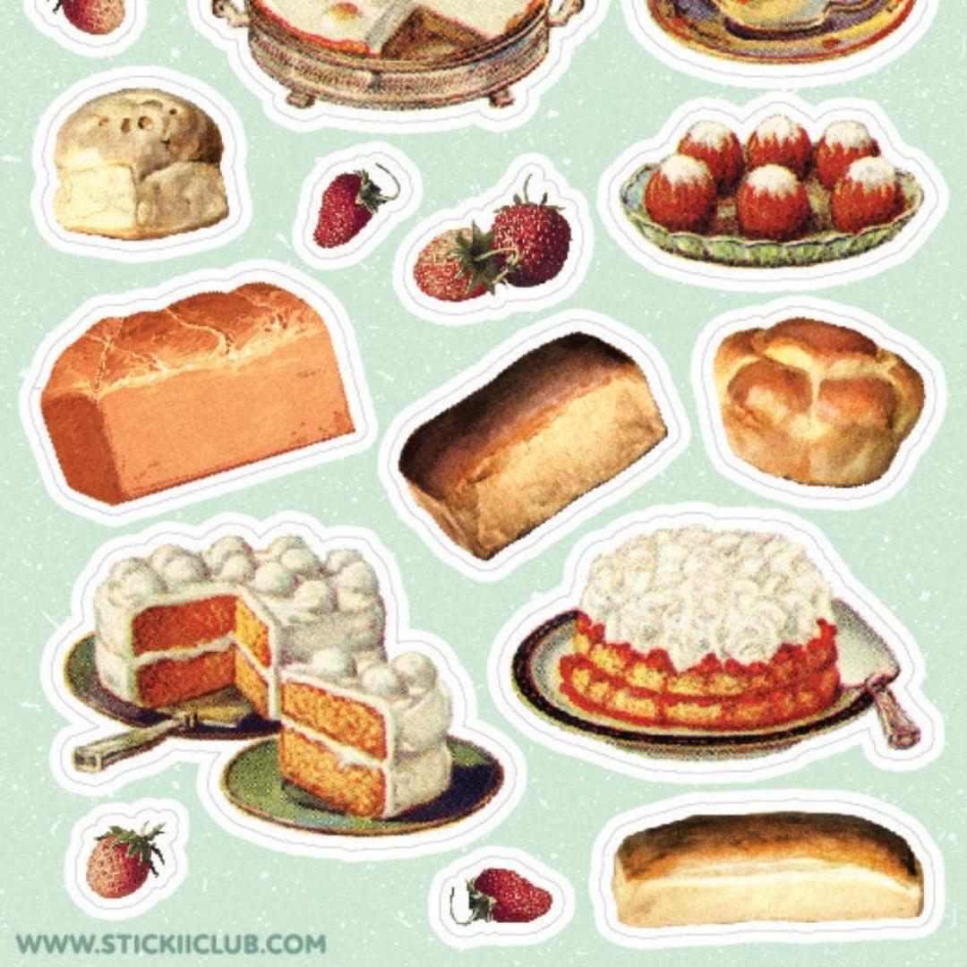 Food Stickers - Vintage Retro Bakery Delights Sticker Sheet