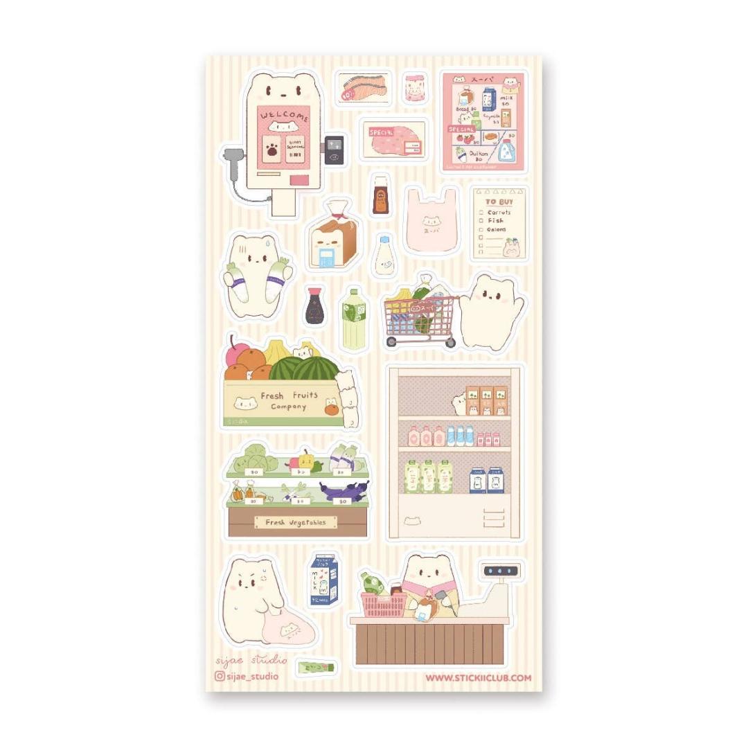 Bear Stickers - Supermarket Kawaii Bears Sticker Sheet