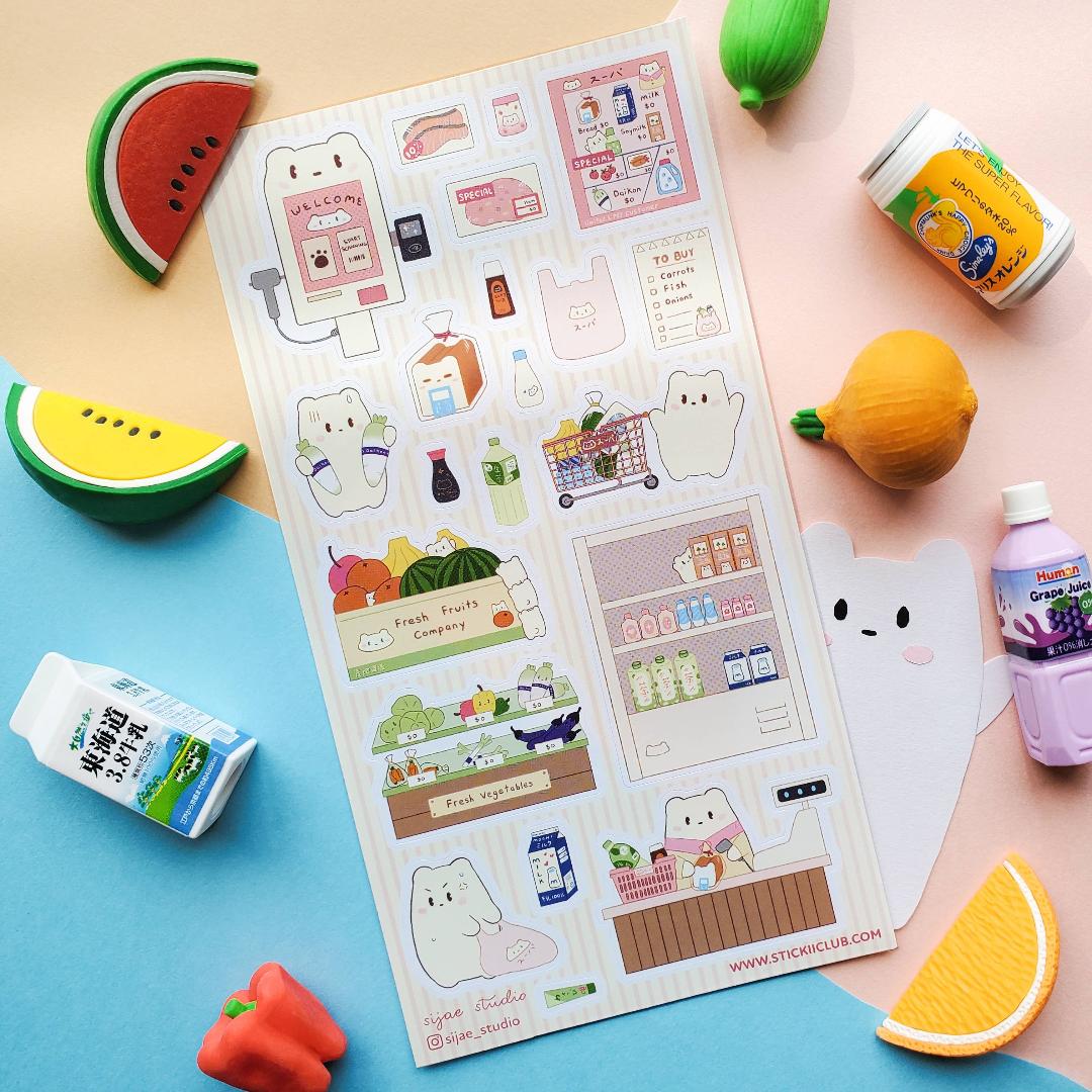 Bear Stickers - Supermarket Kawaii Bears Sticker Sheet