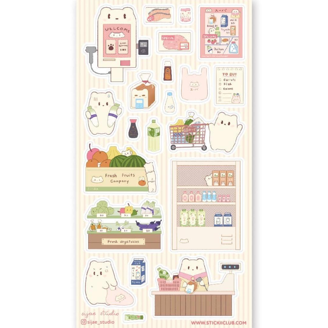 Bear Stickers - Supermarket Kawaii Bears Sticker Sheet