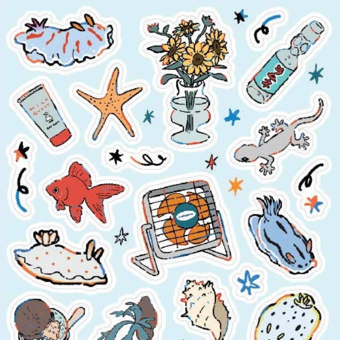 Beach Stickers - Sea Life & Beachside Fun Sticker Sheet