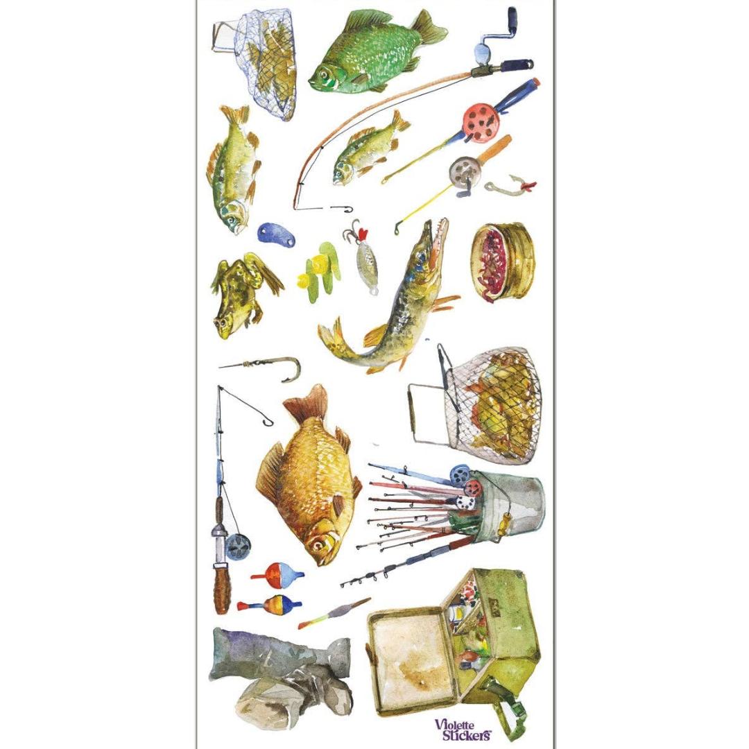 Fishing Stickers - Retro Vintage Fish, Nature, & Lake Sticker Sheet