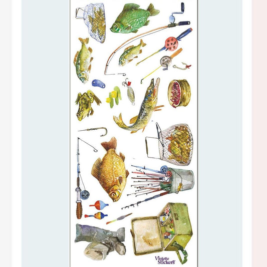 Fishing Stickers - Retro Vintage Fish, Nature, & Lake Sticker Sheet